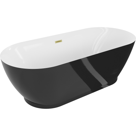 Mexen Roxy свободно стояща вана 180 x 85 см, бяла/черна, преливник златист матов - 51201808575-55