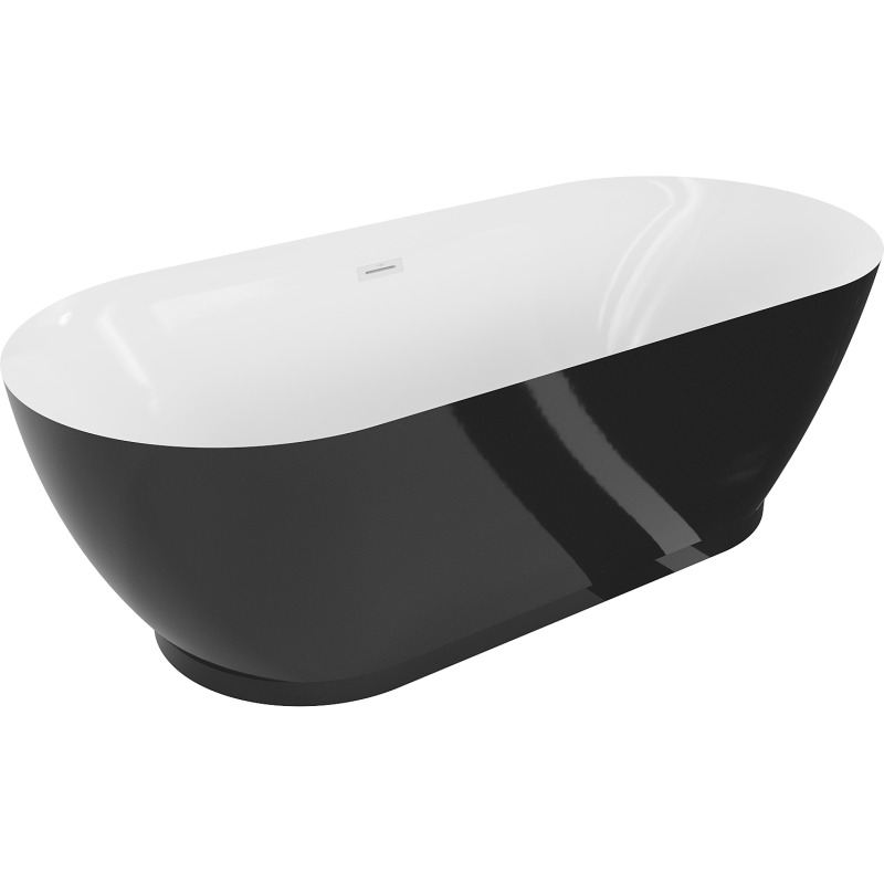 Mexen Roxy самостоятелна вана 180 x 85 cm, бяла/черна, бял преливник - 51201808575-20