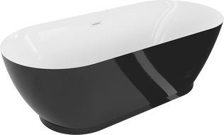 Mexen Roxy самостоятелна вана 180 x 85 cm, бяла/черна, бял преливник - 51201808575-20
