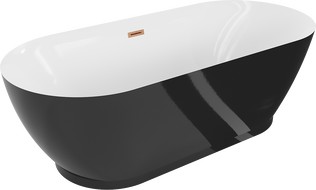 Mexen Roxy свободностояща вана 180 x 85 cm, бяла/черна, четкана мед - 51201808575-65