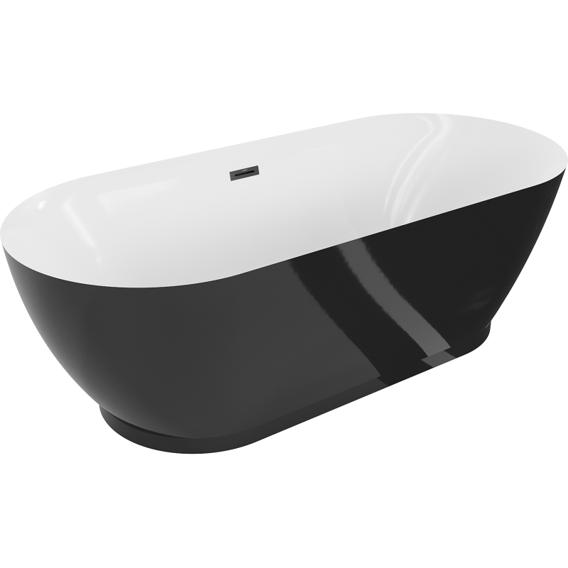 Mexen Roxy свободностояща вана 180 x 85 см, бяла/черна, черен преливник - 51201808575-70