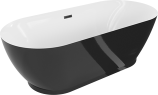 Mexen Roxy свободностояща вана 180 x 85 см, бяла/черна, черен преливник - 51201808575-70