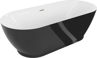 Mexen Roxy свободностояща вана 180 x 85 cm, бяла/черна, преливник никел полиран - 51201808575-97