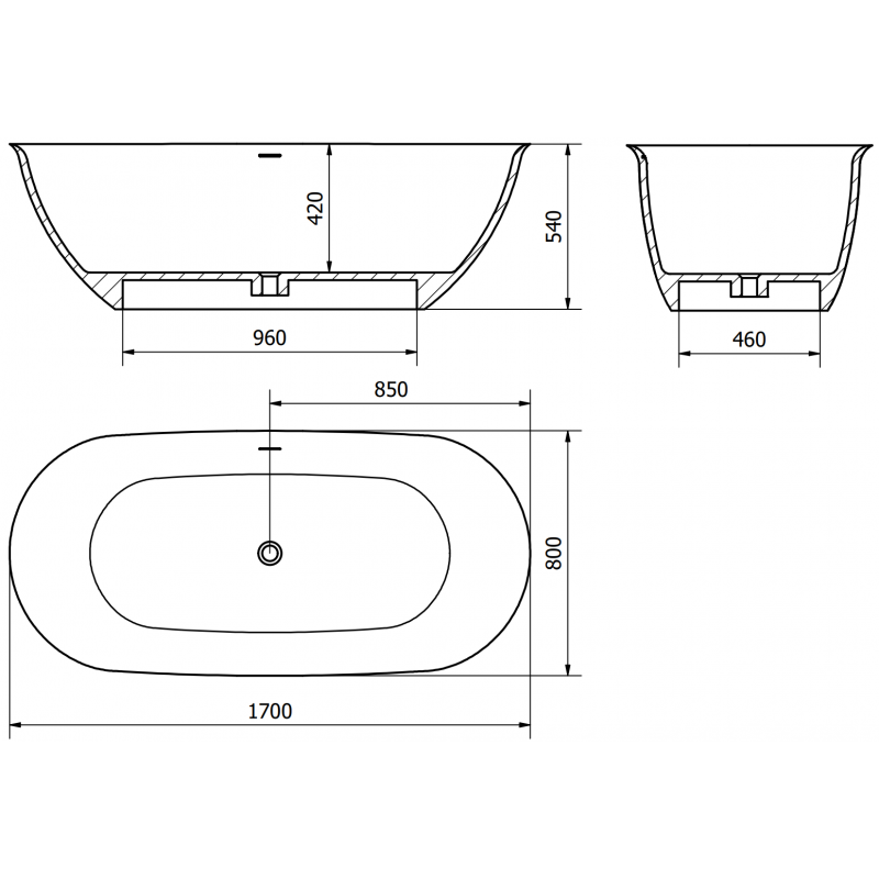 Mexen Siena самостоятелна вана от конгломерат 170 х 80 см, бял мат - 57291708000