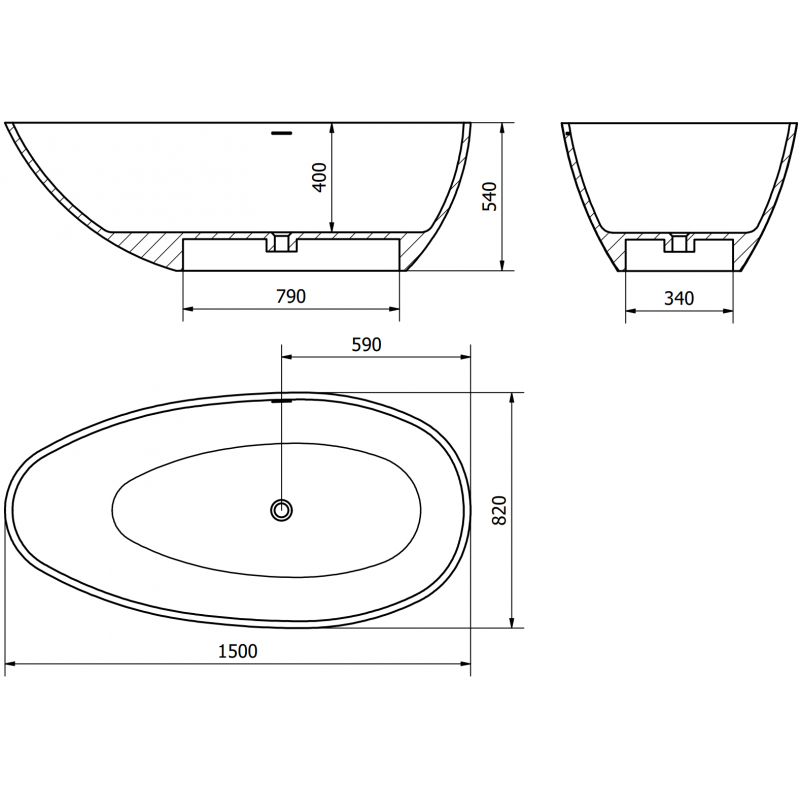 Mexen Milano самостоятелна вана от конгломерат 150 x 82 см, бяла мат - 57301508500