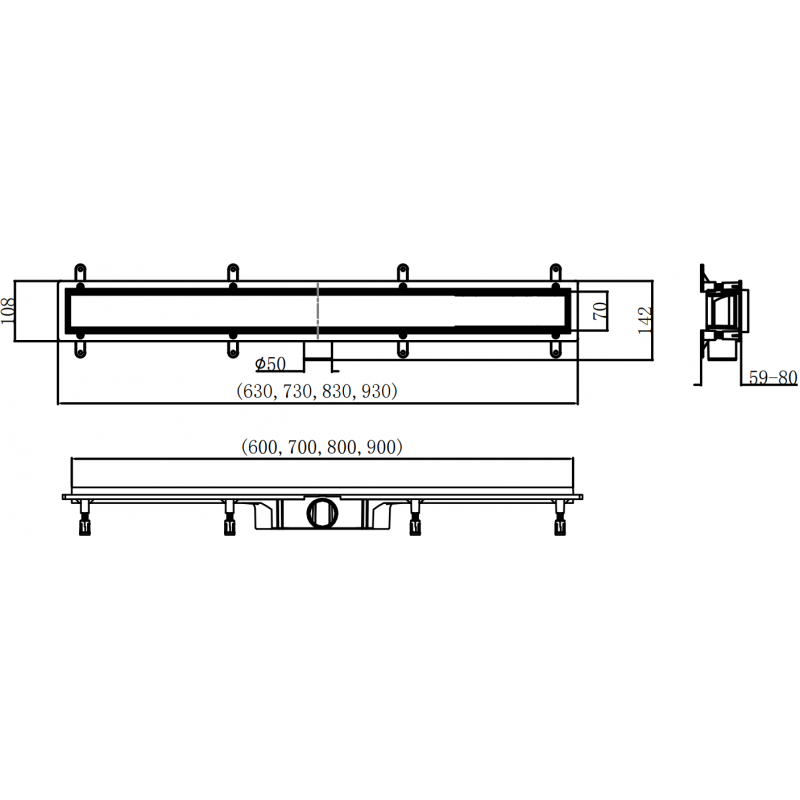 Mexen Flat ABS линейно оттичане 2в1 70 cm, inox- 1069070
