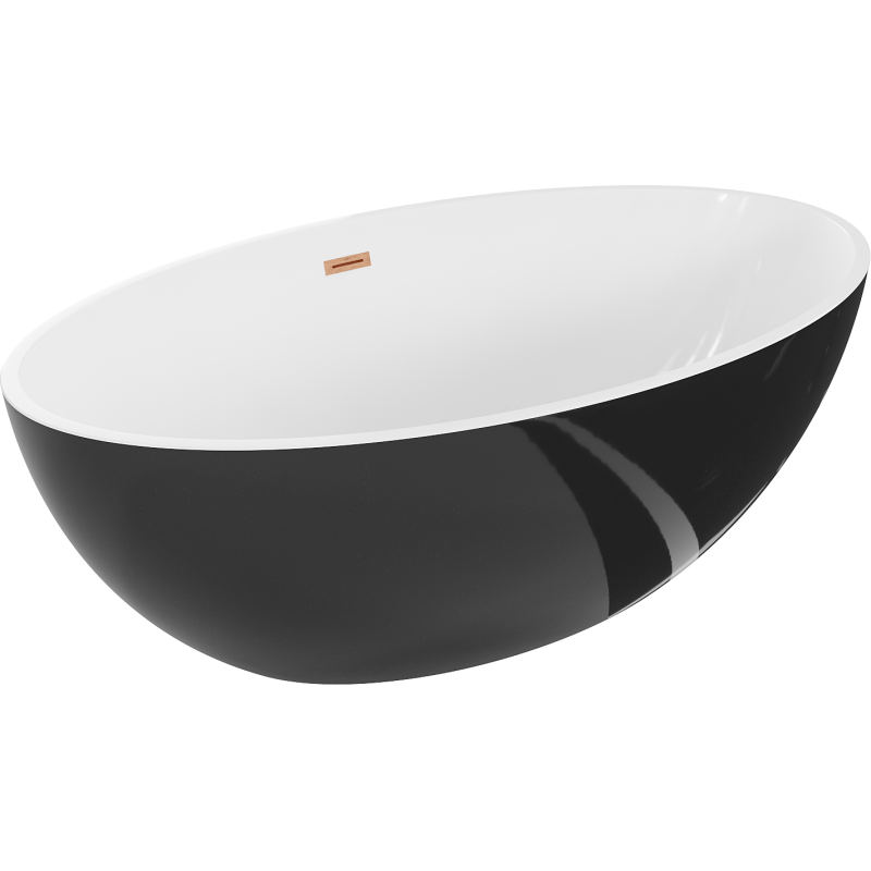 Mexen Nike самостоятелна вана 175 x 100 см, бяла/черна, матова мед - 54071751075-65