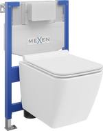 Комплект за вграждане Mexen с конструкция Fenix XS-F и тоалетна чиния Vega и капак с плавно затваряне, бял гланц - 68030654000
