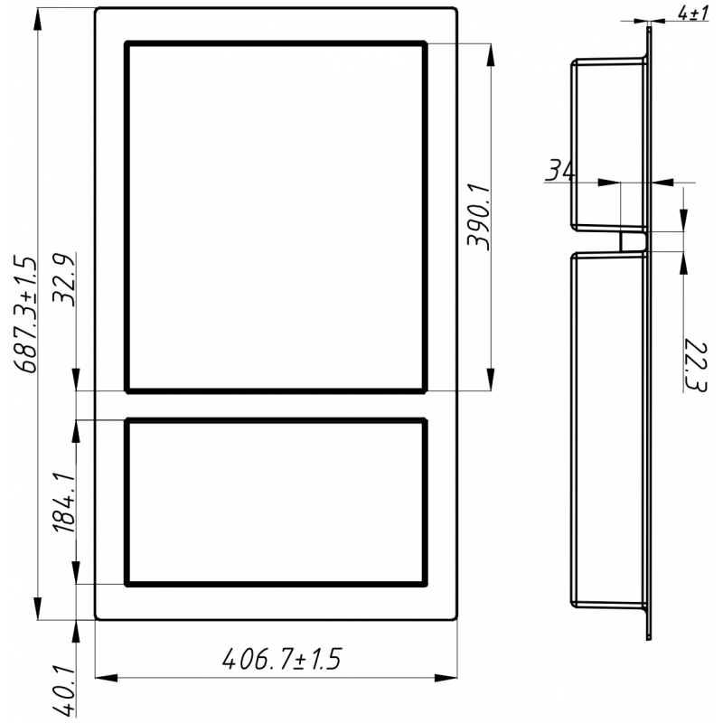 Mexen X-Wall-S нишова полица SMC с фланец 68,6 x 40,7 см, бяла - 1901694109
