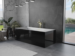 Mexen Vigo свободностояща вана 178,5 x 80 см, бяла/черна, златно матирано преливане - 51251788075-55