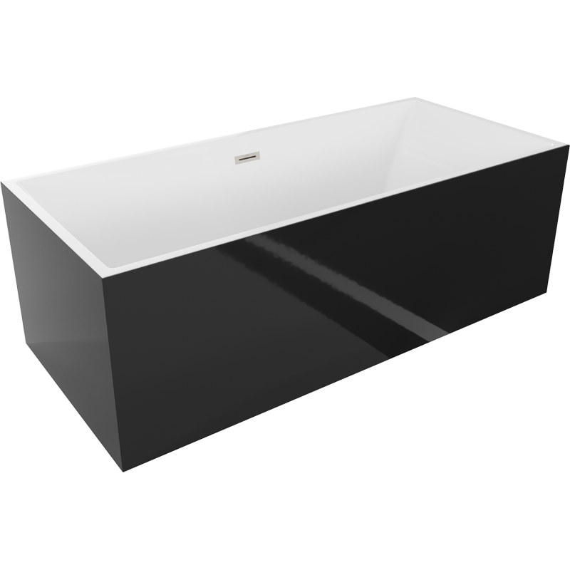 Mexen Vigo свободностояща вана 178,5 x 80 см, бяла/черна, преливане с четкан никел - 51251788075-97