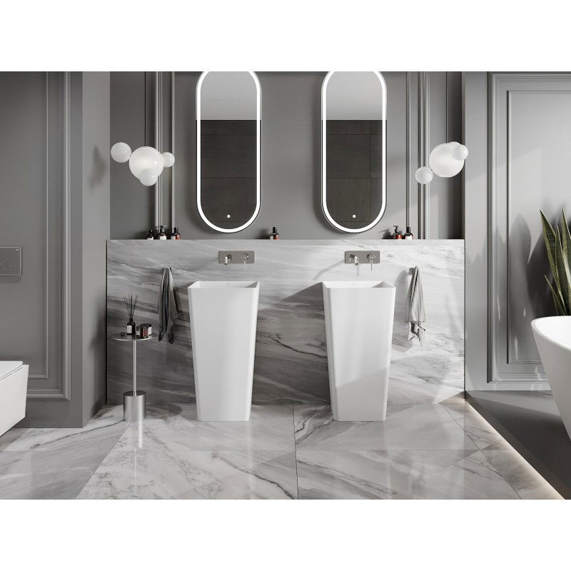 Mexen Adora самостоятелна мивка от конгломерат 45 x 45 см, бяла мат - 26564500