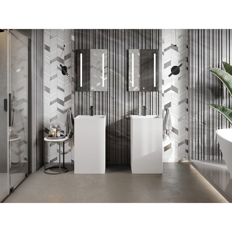 Mexen Belen конгломератна свободностояща мивка 45 x 45 cm, бяла мат - 26604500