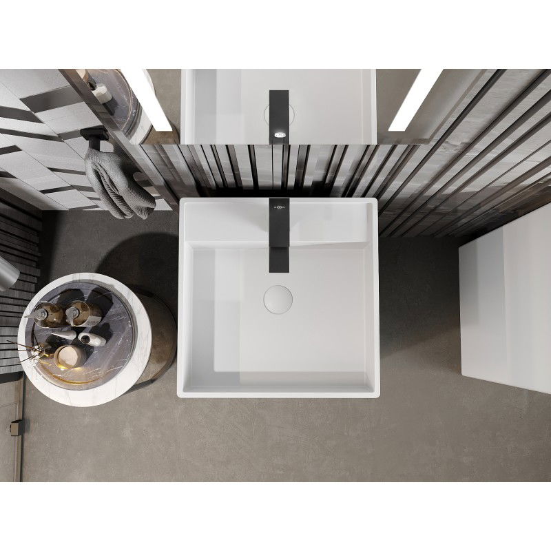 Mexen Belen конгломератна свободностояща мивка 45 x 45 cm, бяла мат - 26604500