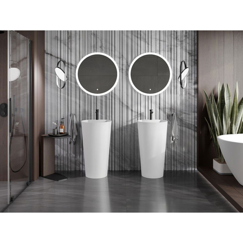 Mexen Onyx-02 свободностояща мивка от конгломерат 45 x 45 cm, бяла мат - 26544500