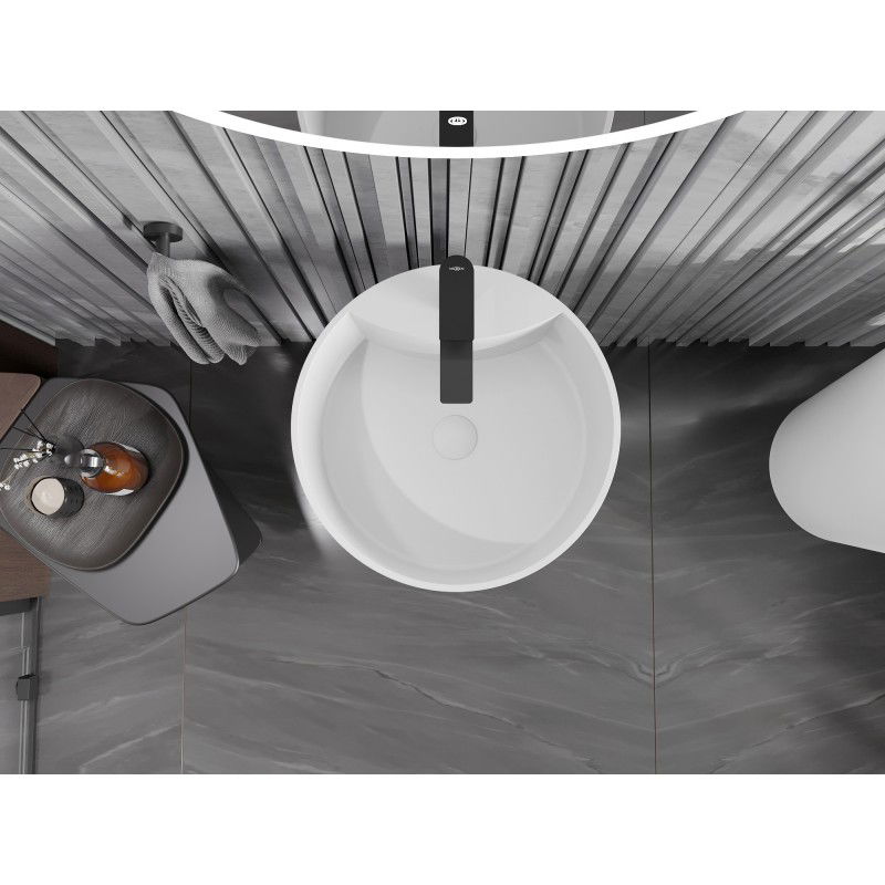 Mexen Onyx-02 свободностояща мивка от конгломерат 45 x 45 cm, бяла мат - 26544500