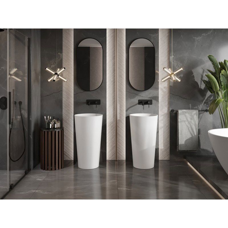 Mexen Onyx-03 свободностояща мивка от конгломерат 45 x 45 см, бял мат - 26534500