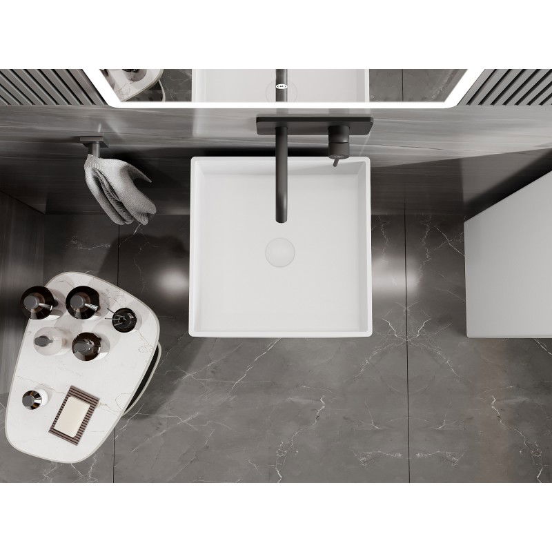 Mexen Xola-1 свободностояща мивка от конгломерат 40 x 40 cm, бяла мат - 26594000