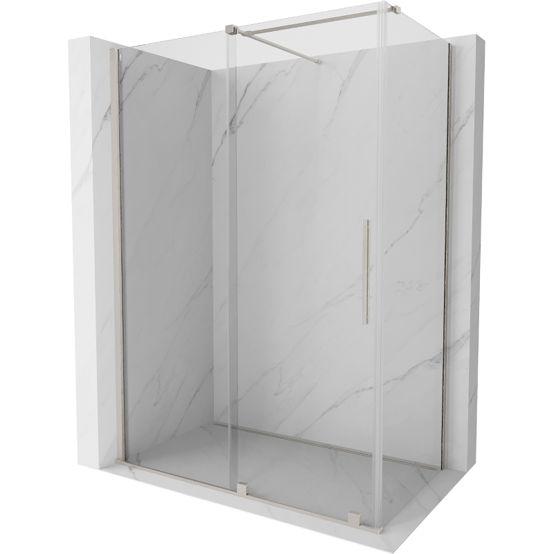 Mexen Velar плъзгаща се душ кабина 140 x 80 см, прозрачна, шлифован никел