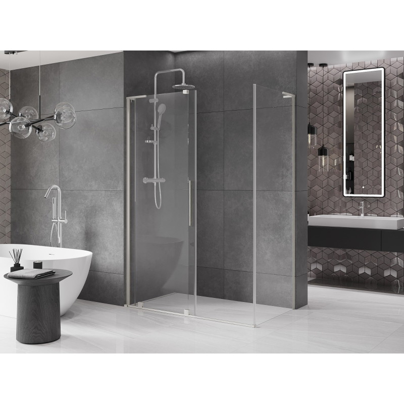 Mexen Velar плъзгащa душ-кабина 140 x 70 см, прозрачна, четкан никел - 871-140-070-01-97