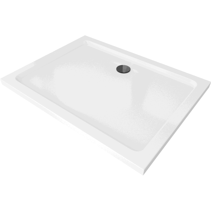 Mexen Flat правоъгълна плитка slim 120 x 100 cm, бяла, сифон черен - 40101012B
