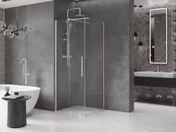 Mexen Velar плъзгаща се душ кабина 120 x 120 cm, прозрачен, четкан никел - 871-120-120-01-97