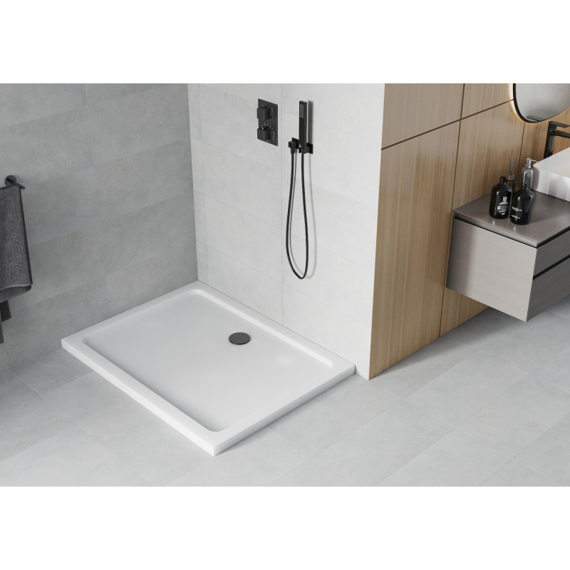 Mexen Flat правоъгълен душ корито slim 120 x 80 см, бял, черен сифон - 40108012B