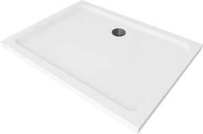 Mexen Flat правоъгълен душ панел slim 90 x 80 см, бял, черен сифона - 40108090B