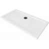 Правоъгълна тънка душ кабина Mexen Flat 140 x 70 см, бяла, сифон черен - 40107014B