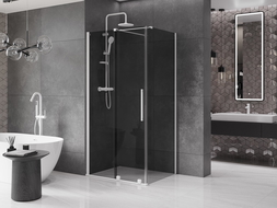 Mexen Velar плъзгаща се душ кабина 90 x 70 см, графит, бяло - 871-090-070-41-20