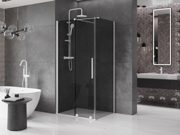 Mexen Velar плъзгаща се душ кабина 90 x 80 см, графит, бяла - 871-090-080-41-20