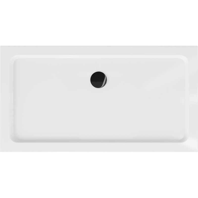 Mexen Flat правоъгълно тънко душово корито 140 x 70 см, бяло, черен сифон