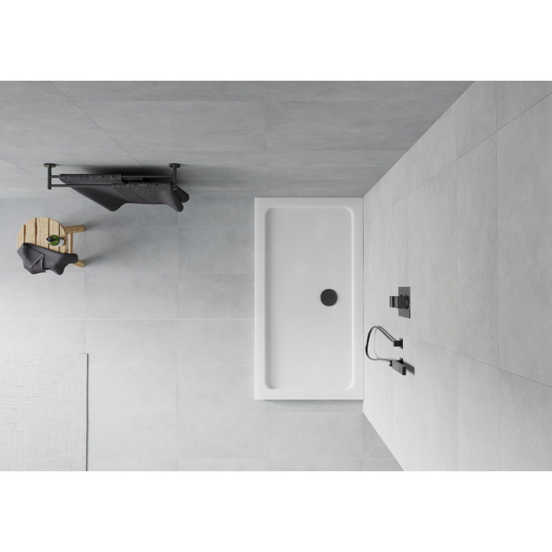 Mexen Flat правоъгълна душ корито slim 120 x 70 см, бял, черен сифон - 40107012B