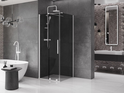 Mexen Velar плъзгащ се душ кабина 120 x 120 см, графит, бял - 871-120-120-41-20
