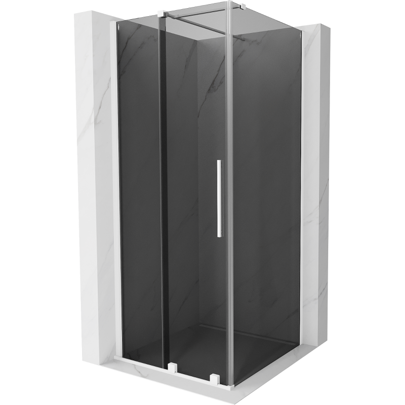 Mexen Velar плъзгащ се душ кабина 120 x 120 см, графит, бял - 871-120-120-41-20