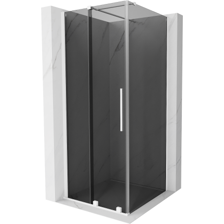Mexen Velar плъзгащ се душ кабина 120 x 120 см, графит, бял - 871-120-120-41-20