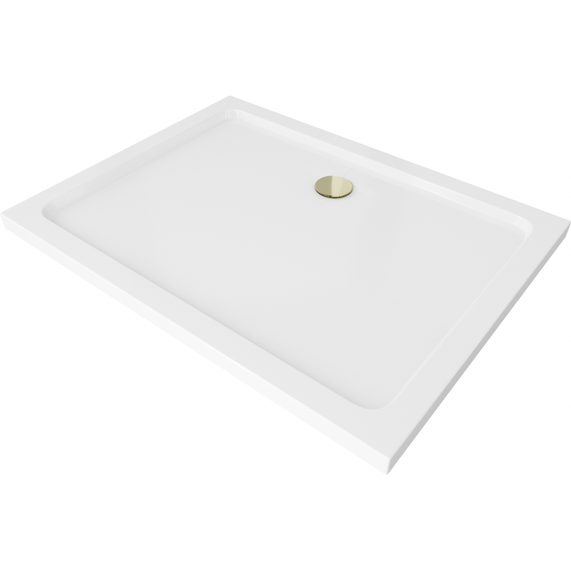 Mexen Flat правоъгълна тънка душкабина 120 x 100 cm, бяла, сифон златен - 40101012G