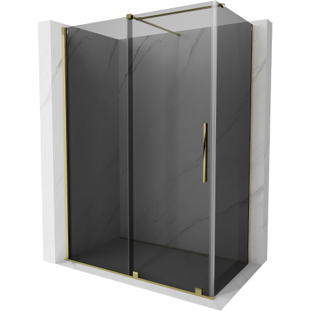 Mexen Velar плъзгаща се душ кабина 150 x 85 см, графит, злато - 871-150-085-41-50