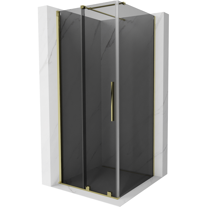 Mexen Velar плъзгащ се душ кабина 90 x 90 см, графит, злато - 871-090-090-41-50