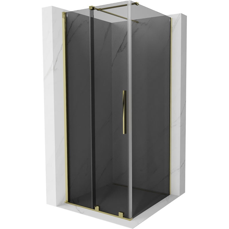 Mexen Velar плъзгаща се душ кабина 110 x 110 см, графит, златиста - 871-110-110-41-50