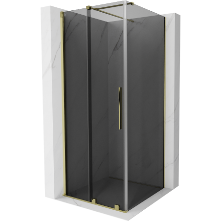 Mexen Velar плъзгаща се душ кабина 110 x 110 см, графит, златиста - 871-110-110-41-50