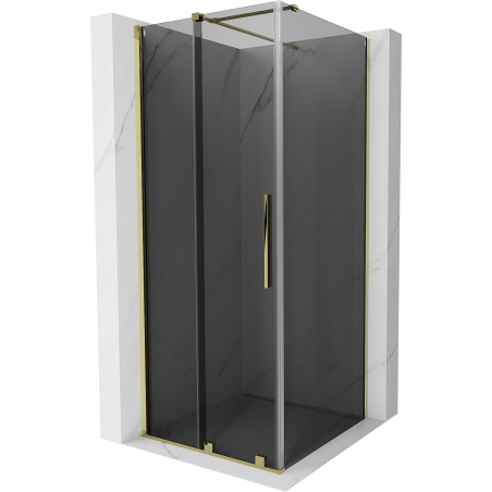 Mexen Velar плъзгаща се душ кабина 120 x 120 см, графит, златист - 871-120-120-41-50