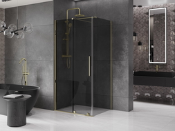 Mexen Velar плъзгаща се душ кабина 90 x 80 см, графит, златен - 871-090-080-41-50