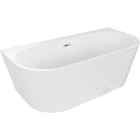 Mexen Oval+ свободностояща вана до стена 170 x 80 см, бяла, хромиран преливник