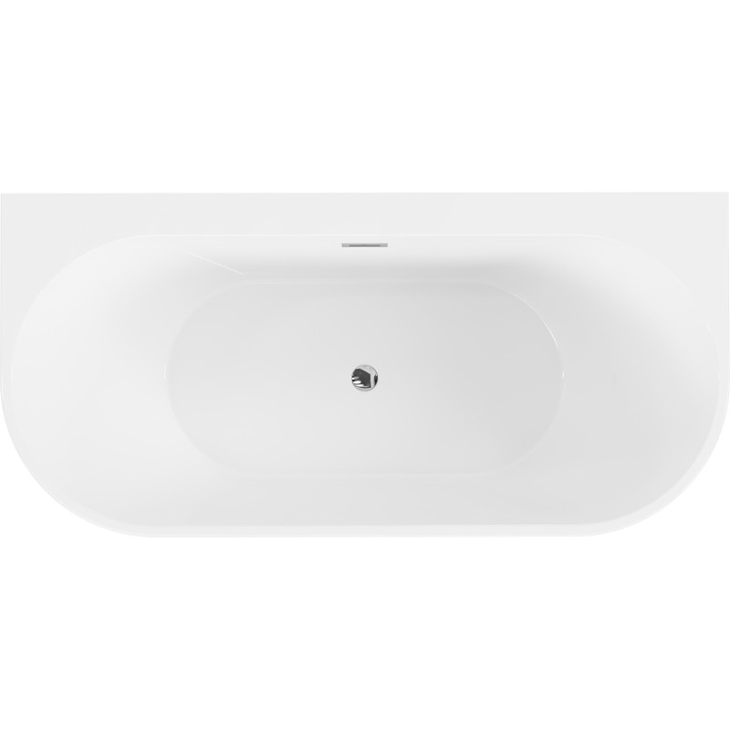 Mexen Oval+ свободностояща вана до стена 170 x 80 см, бяла, хромиран преливник