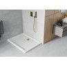 Mexen Flat правоъгълно тънко корито 100 x 80 см, бяло, сифон златен - 40108010G
