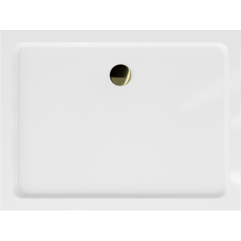 Mexen Flat правоъгълна тънка душ корито 90 x 80 cm, бял, сифон златен - 40108090G