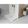 Mexen Flat правоъгълна душ кабина slim 140 x 70 cm, бял, златен сифон - 40107014G