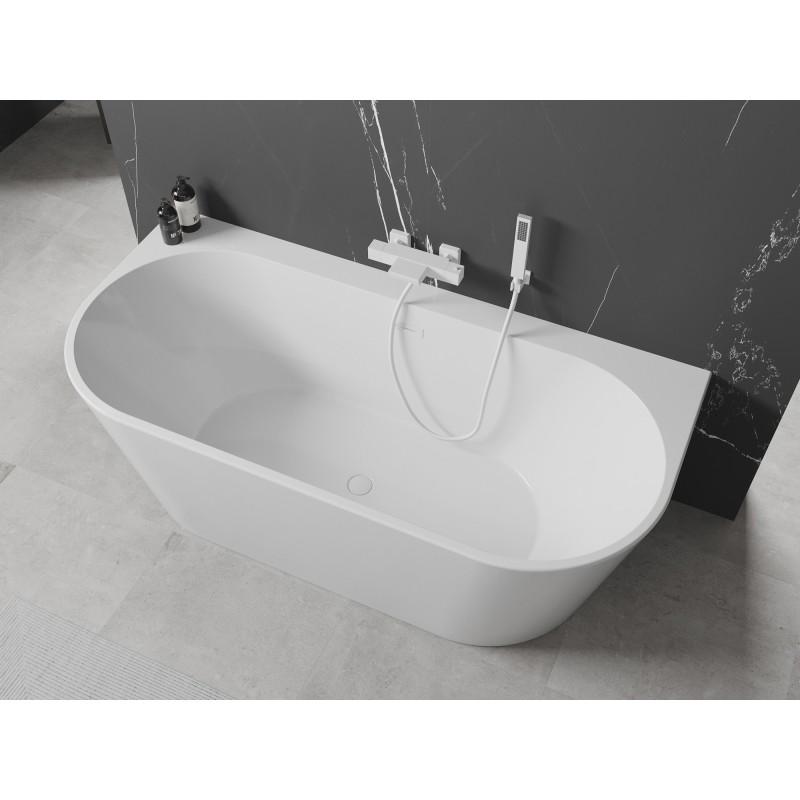 Mexen Oval+ самостоятелна вана за монтаж 170 x 80 см, бяла, бял преливник