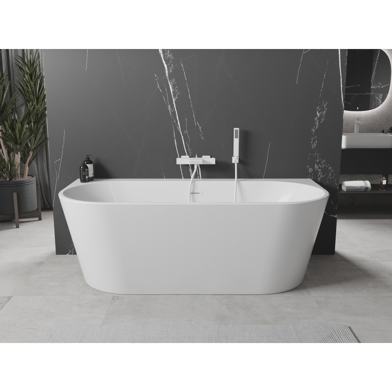 Mexen Oval+ самостоятелна вана за монтаж 170 x 80 см, бяла, бял преливник